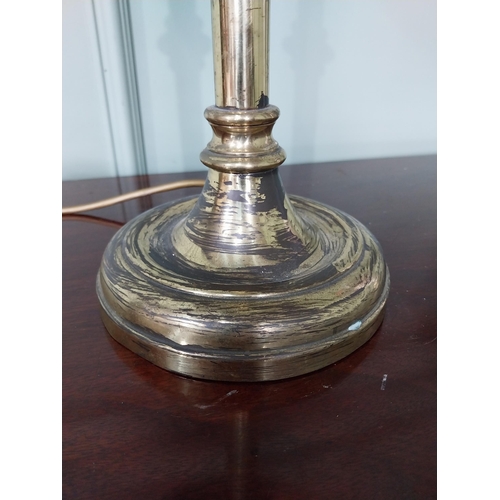 1014 - Edwardian brass table lamp {59 cm H x 30 cm Dia.}.