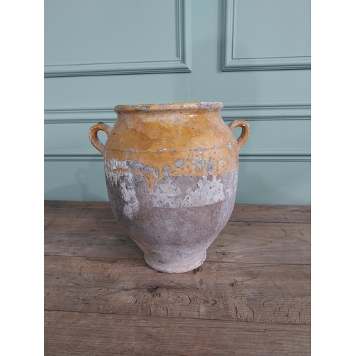 1017 - Rare 19th C. French glazed terracotta Confit pot {30 cm H x 30 cm Dia.}.