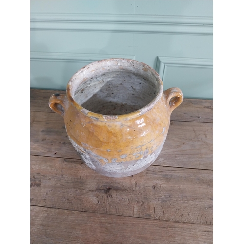 1017 - Rare 19th C. French glazed terracotta Confit pot {30 cm H x 30 cm Dia.}.