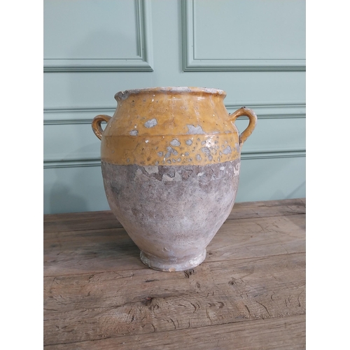 1017 - Rare 19th C. French glazed terracotta Confit pot {30 cm H x 30 cm Dia.}.