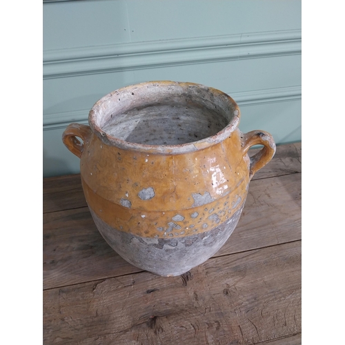 1017 - Rare 19th C. French glazed terracotta Confit pot {30 cm H x 30 cm Dia.}.