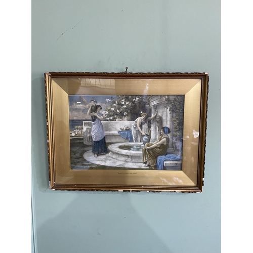 1019 - 19th C. Grecian ladies 'When The World Was Young' watercolour mounted in giltwood frame {51 cm H x 6... 