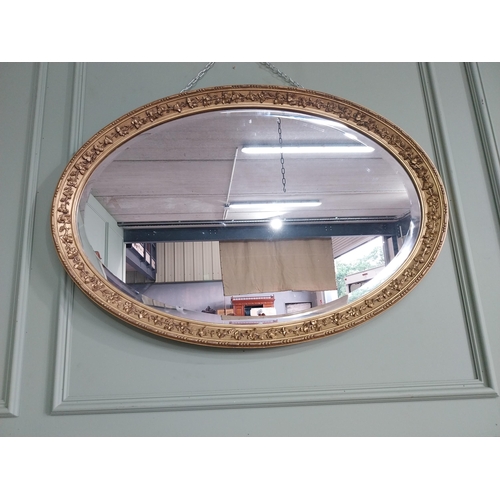 1023 - 19th C. giltwood oval wall mirror decorated with grape vines {67 cm H x 97 cm W}.