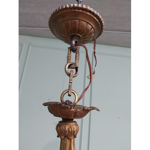 1026 - Good quality 19th C. French gilded bronze and etched glass hanging lantern {92cm H x 32cm Dia.}