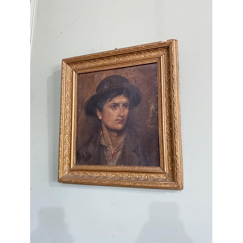 1027 - 19th C. Portrait of a Gentleman oil on canvas mounted in giltwood frame {50 cm H x 46 cm W}.