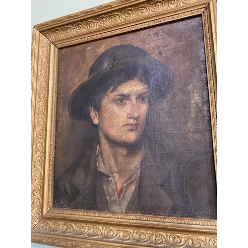 1027 - 19th C. Portrait of a Gentleman oil on canvas mounted in giltwood frame {50 cm H x 46 cm W}.