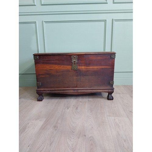 1028 - Mahogany blanket box with brass mounts raised on lions paw feet in the Victorian style {60 cm H x 95... 