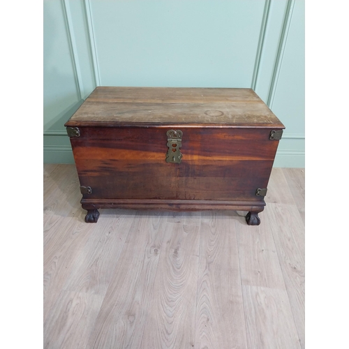 1028 - Mahogany blanket box with brass mounts raised on lions paw feet in the Victorian style {60 cm H x 95... 