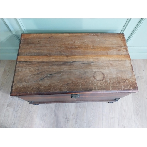 1028 - Mahogany blanket box with brass mounts raised on lions paw feet in the Victorian style {60 cm H x 95... 