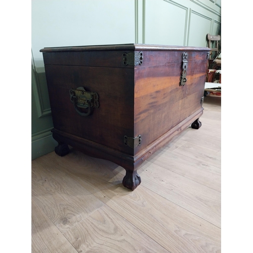 1028 - Mahogany blanket box with brass mounts raised on lions paw feet in the Victorian style {60 cm H x 95... 