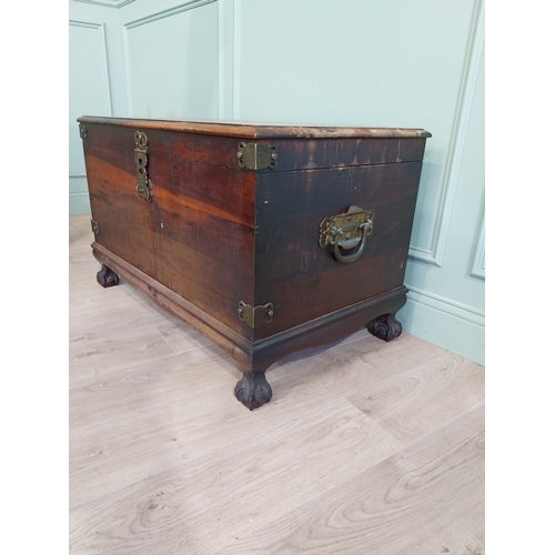 1028 - Mahogany blanket box with brass mounts raised on lions paw feet in the Victorian style {60 cm H x 95... 