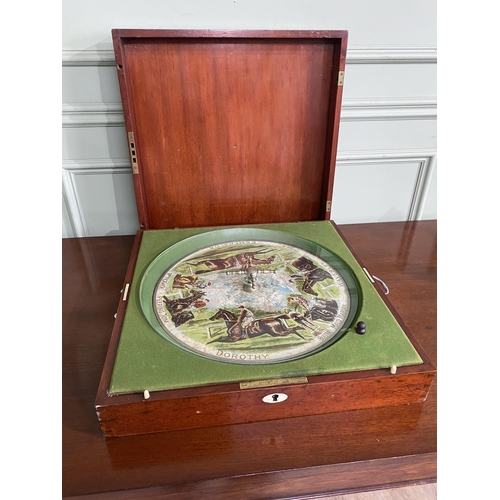 1032 - Mahogany Cased �Sandown� Roulette Style Horse Racing Game by F.H. Ayres, London {13 cm H x 52 cm W x... 