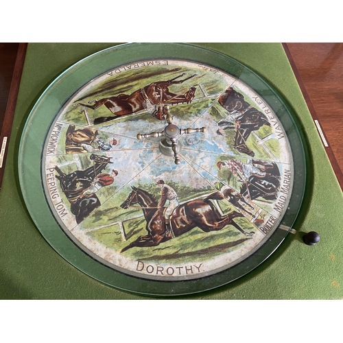 1032 - Mahogany Cased �Sandown� Roulette Style Horse Racing Game by F.H. Ayres, London {13 cm H x 52 cm W x... 