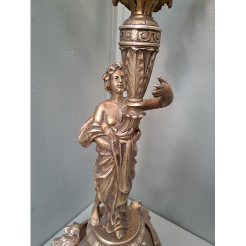 1039 - Brass six branch table lamp in the form of  a branch lady   {H 80cm x Dia 32cm }. - NOT AVAILABLE TO... 