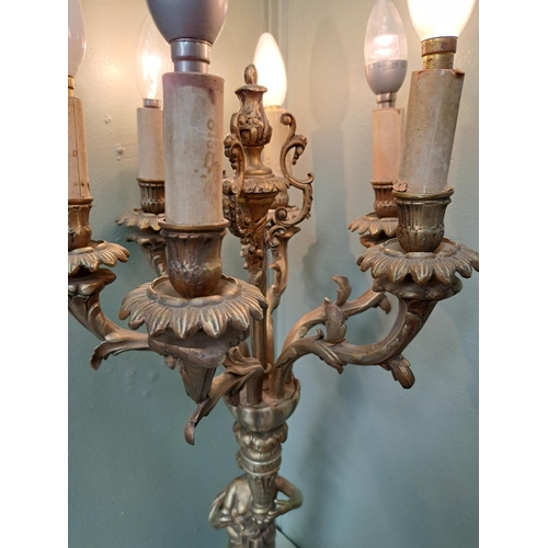 1039 - Brass six branch table lamp in the form of  a branch lady   {H 80cm x Dia 32cm }. - NOT AVAILABLE TO... 