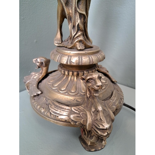 1039 - Brass six branch table lamp in the form of  a branch lady   {H 80cm x Dia 32cm }. - NOT AVAILABLE TO... 