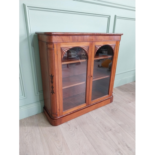 1040 - Good quality 19th C. flamed mahogany side cabinet with ebony inlay and two glazed doors {88 cm H x 9... 