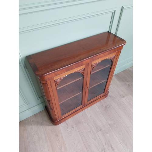 1040 - Good quality 19th C. flamed mahogany side cabinet with ebony inlay and two glazed doors {88 cm H x 9... 