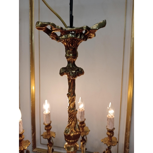 1054 - Brass eight branch chandelier  {H 80cm x Dia 60cm }. - NOT AVAILABLE TO VIEW IN PERSON