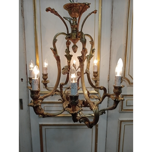 1057 - French brass eight branch chandelier in the Empire style  {H 80cm x Dia 65cm }. - NOT AVAILABLE TO V... 