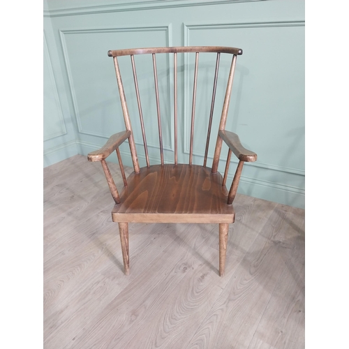 1063 - Pair of 1950s Italian stained pine armchairs {96 cm H x 60 cm W  x 65 cm D}.