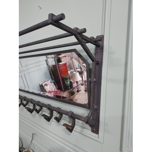 1065 - Good quality early 20th C. bronze wall hanging luggage rack with mirrored back {48 cm H x 100 cm W x... 