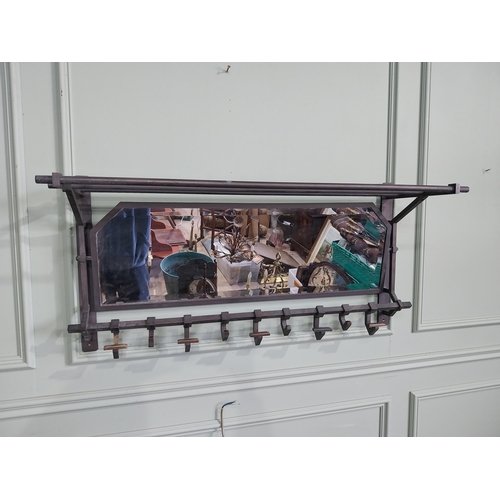 1065 - Good quality early 20th C. bronze wall hanging luggage rack with mirrored back {48 cm H x 100 cm W x... 