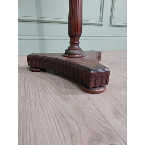 108 - 19th C. mahogany wine table with marble top and brass gallery raised on reeded column and platform b... 