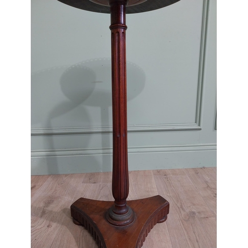 108 - 19th C. mahogany wine table with marble top and brass gallery raised on reeded column and platform b... 