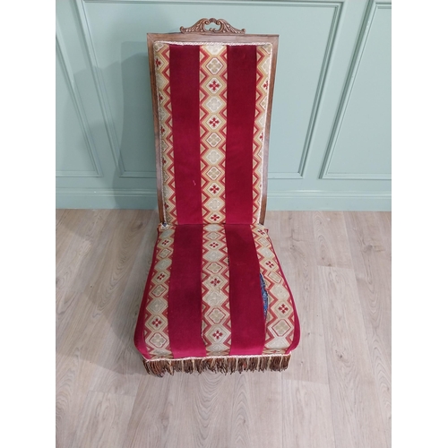 1085 - William IV rosewood and satinwood inlaid upholstered nursing chair raised on turned legs {106 cm H x... 