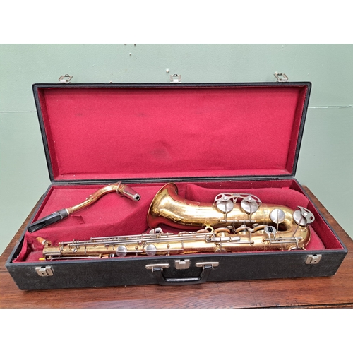 1088 - Saxophone in case  {H 85cm x W 15cm x D 25cm }. - NOT AVAILABLE TO VIEW IN PERSON