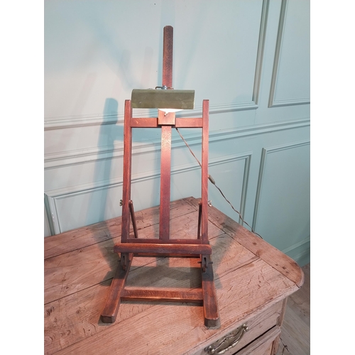 1102 - 1950s oak easel with light {78 cm H x 30 cm W x 37 cm D}.