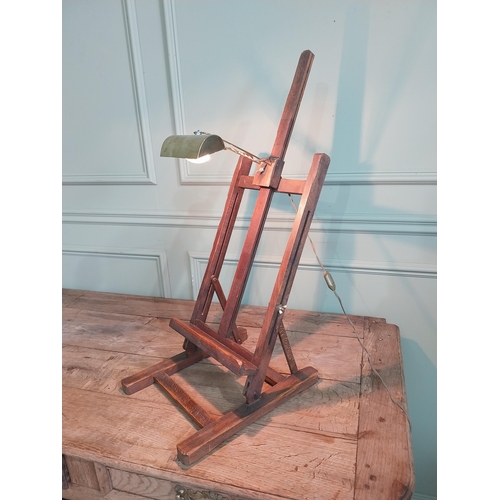 1102 - 1950s oak easel with light {78 cm H x 30 cm W x 37 cm D}.