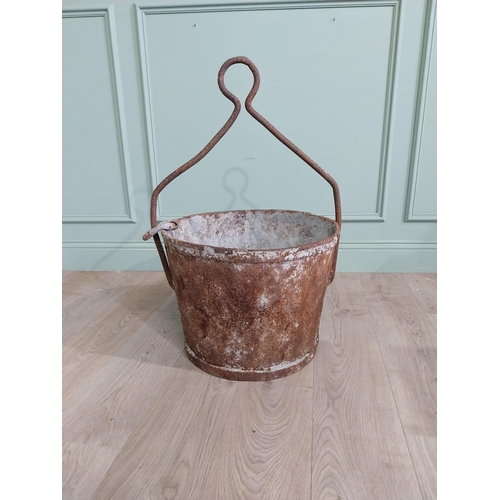 1103 - Early 20th C. metal cement carrier coal bucket {75 cm H x 55 cm Dia.}.