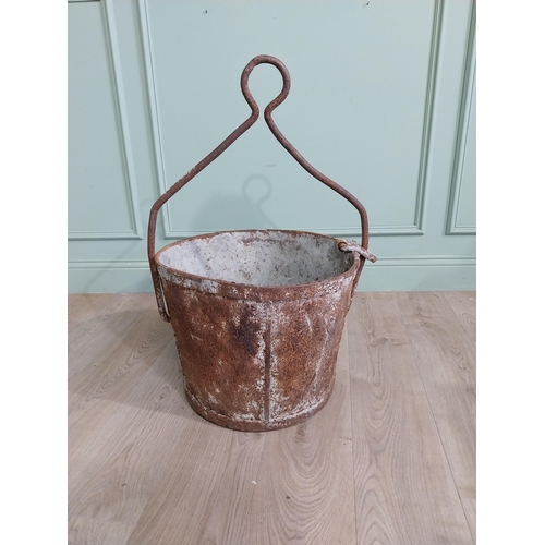 1103 - Early 20th C. metal cement carrier coal bucket {75 cm H x 55 cm Dia.}.