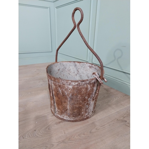 1103 - Early 20th C. metal cement carrier coal bucket {75 cm H x 55 cm Dia.}.