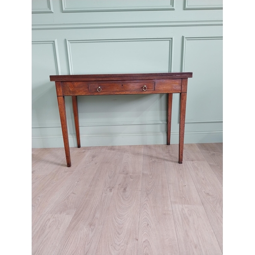 1118 - Georgian mahogany turn over leaf tea table with single drawer in the frieze raised on square tapered... 