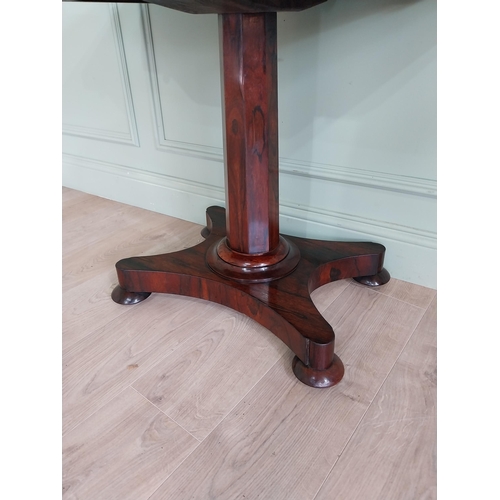 112 - Good quality William IV rosewood turn over leaf card table raised on single column and platform base... 