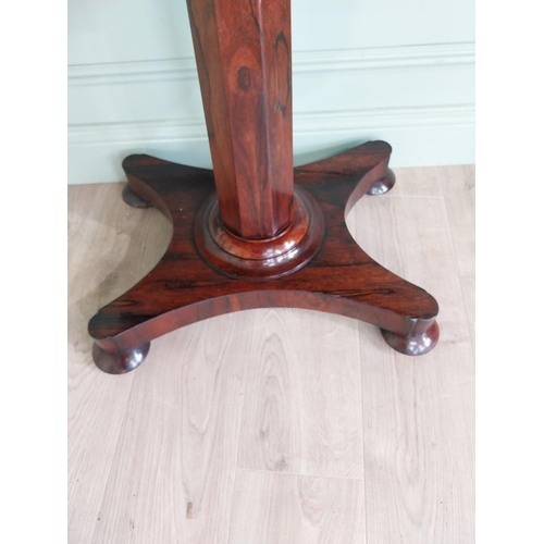 112 - Good quality William IV rosewood turn over leaf card table raised on single column and platform base... 