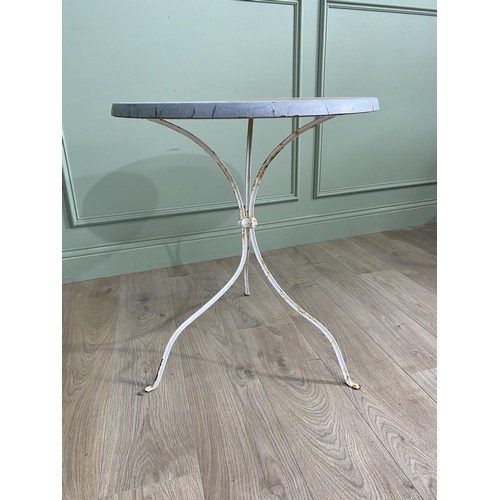 1126 - Early 20th C. wrought iron wine table with Formica top {68 cm H x 60 cm Dia.}.