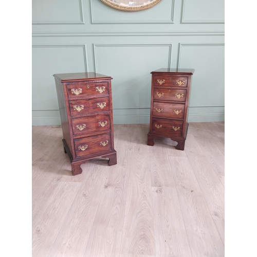 1148 - Pair of good quality Georgian mahogany bedside lockers with four graduated drawers and brass handles... 