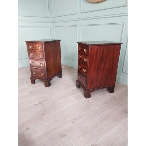 1148 - Pair of good quality Georgian mahogany bedside lockers with four graduated drawers and brass handles... 