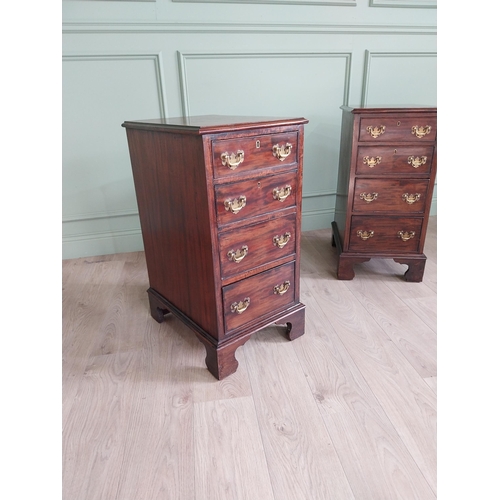 1148 - Pair of good quality Georgian mahogany bedside lockers with four graduated drawers and brass handles... 