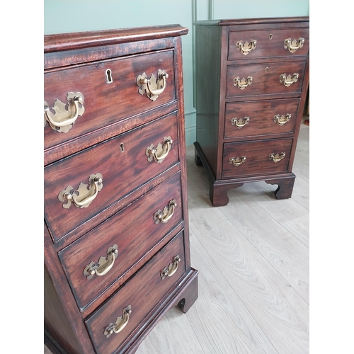 1148 - Pair of good quality Georgian mahogany bedside lockers with four graduated drawers and brass handles... 