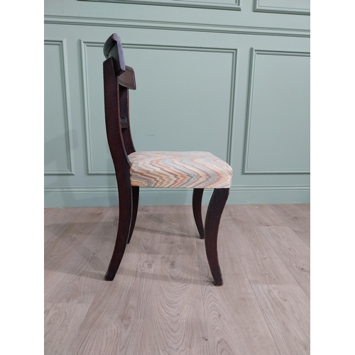 1156 - Regency mahogany side chair with upholstered seat raised on reeded legs {85 cm H x 46 cm W x 44 cm D... 