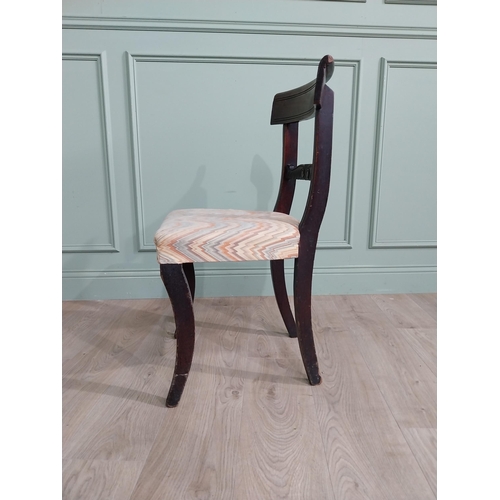 1156 - Regency mahogany side chair with upholstered seat raised on reeded legs {85 cm H x 46 cm W x 44 cm D... 