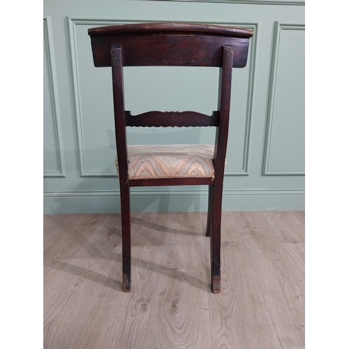 1156 - Regency mahogany side chair with upholstered seat raised on reeded legs {85 cm H x 46 cm W x 44 cm D... 