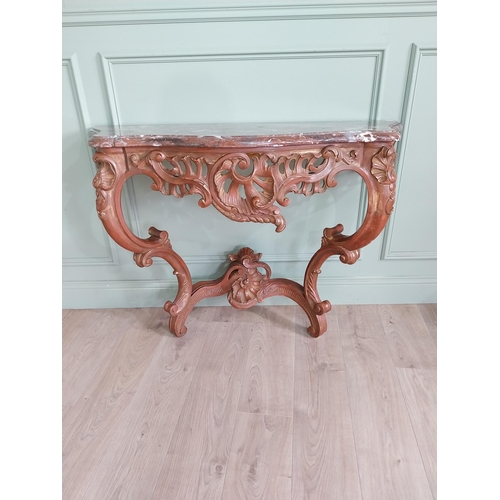 1158 - 19th C. French giltwood and painted console table with marble top {86 cm H x 116 cm W x 43 cm D}.