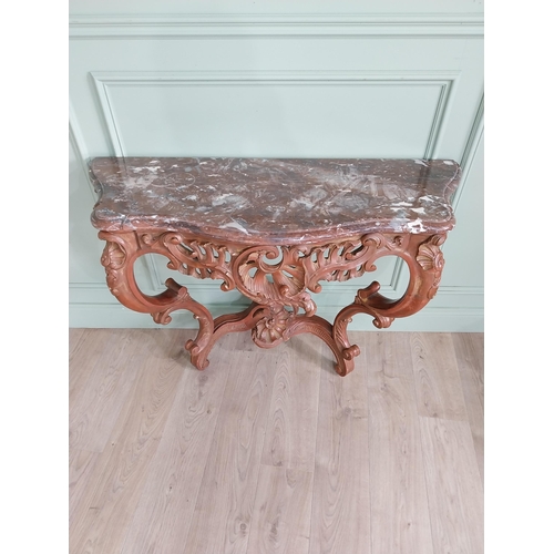 1158 - 19th C. French giltwood and painted console table with marble top {86 cm H x 116 cm W x 43 cm D}.