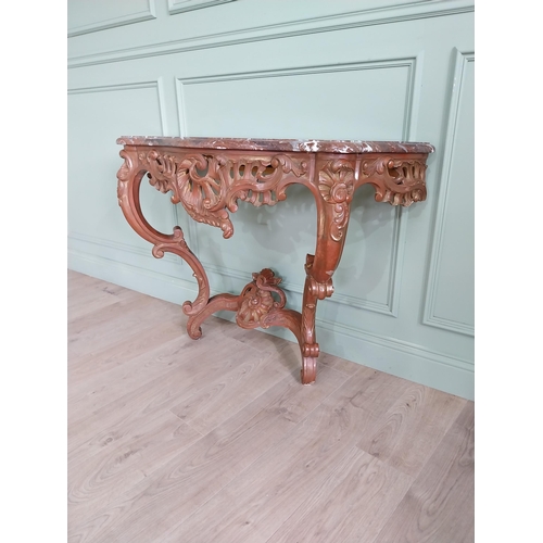 1158 - 19th C. French giltwood and painted console table with marble top {86 cm H x 116 cm W x 43 cm D}.